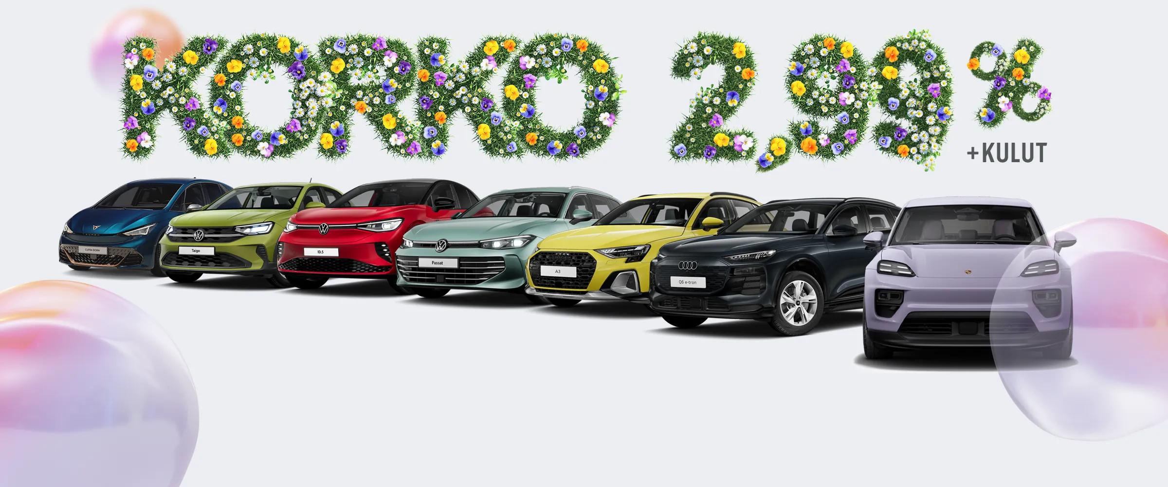 Kevätkorko kauneimmillaan 🌼 Uusiin autoihin 2,99 % + kulut!  